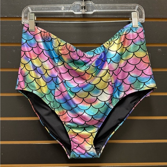 Colorful Mermaid Scale High-Waisted Bikini Bottoms - Picture 1 of 3